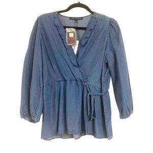 Denim Wrap Blouse